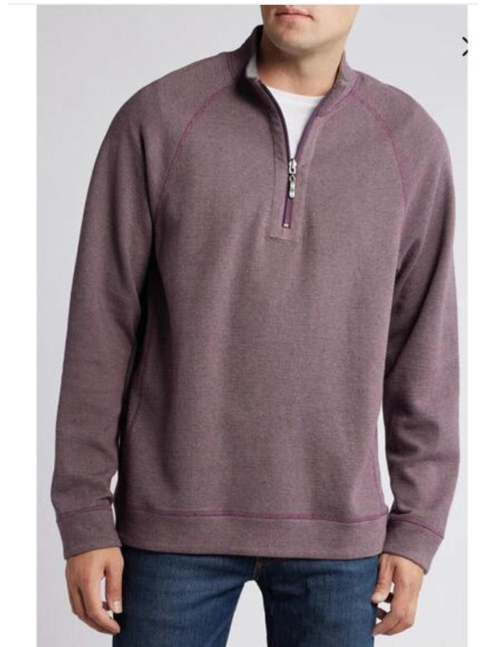 Tommy Bahama Four Seas Rum Berry Reversible 1/2 Zip Medium